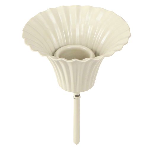 Konisk lysestage med stilk grå metal Ø7,5 cm H10,5 cm 2 stk.