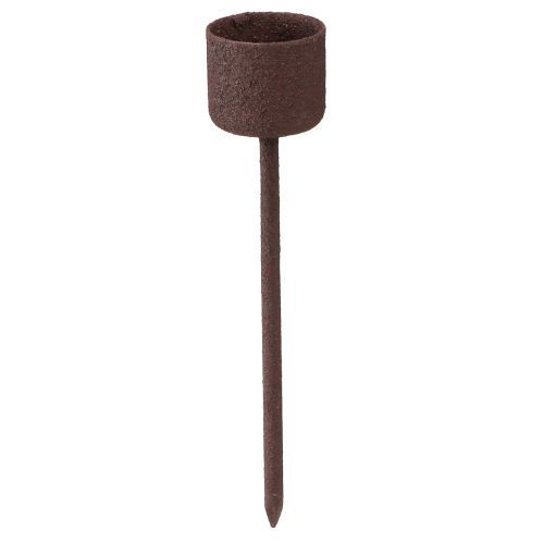 Floristik24 Pind lysestage til tilstopning rustbrun Ø22mm H10,5cm 12 stk