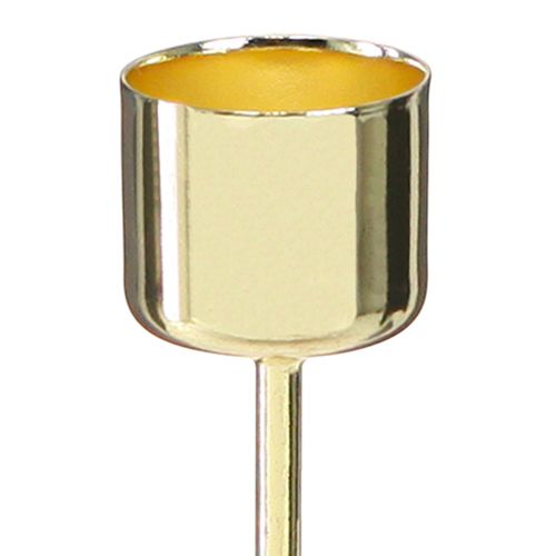 Artikel Pind lysestage til stikning guld Ø22mm H10,5cm 12 stk