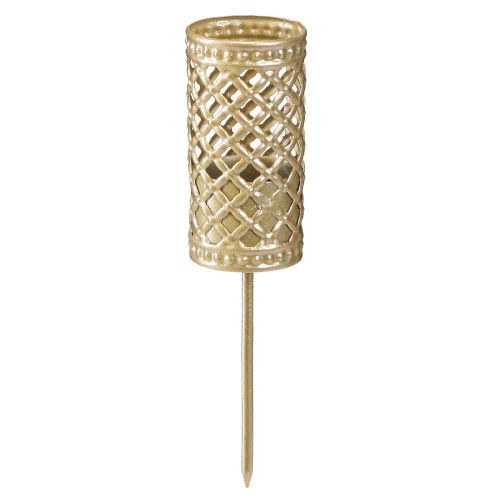 Artikel Pind lysestage til stikning mat guld Ø24mm H10cm 4 stk