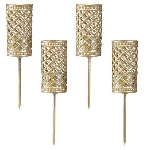 Artikel Pind lysestage til stikning mat guld Ø24mm H10cm 4 stk