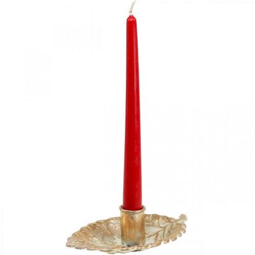 Floristik24 Lysestage Tallerken Løv Gylden 16,5x10,5x5cm