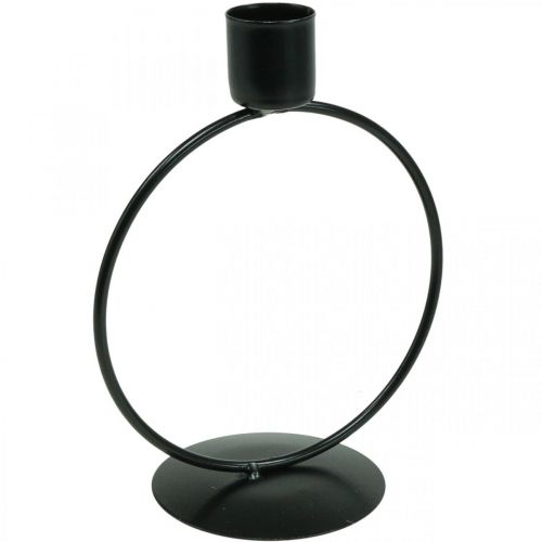 Lysestage sort metal ring pind lysestage Ø10,5cm