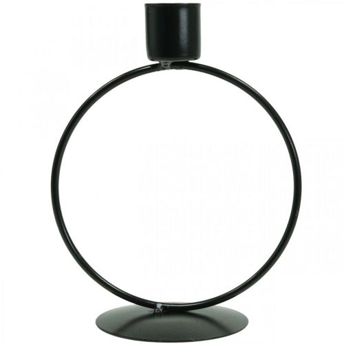 Floristik24 Lysestage sort metal ring pind lysestage Ø10,5cm
