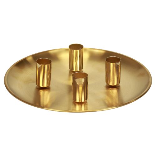Floristik24 Pind lysestage guld Ø2,5cm lysestage metal Ø23cm