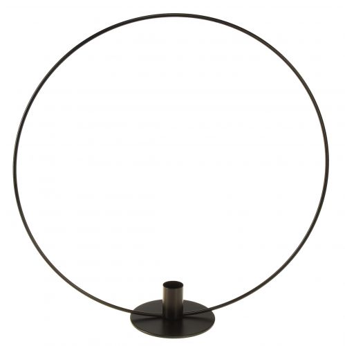 Lysestage metal sort dekorativ ring til stående Ø35cm
