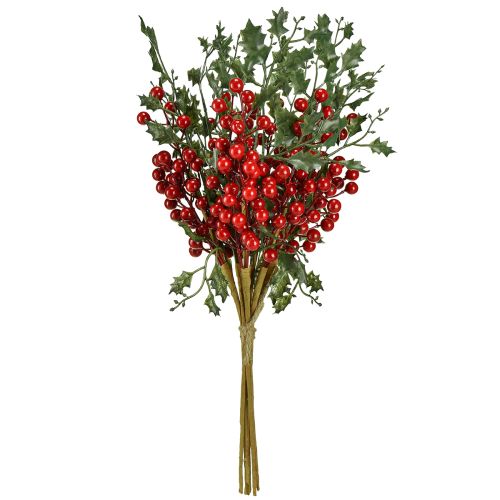 Artikel Kunstige julegrene af kristtorn med bær, Ilex 45 cm, 6 stk.