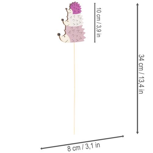 Dekorative havepæle - Farverig pindsvinfamilie - 34 cm, 12 stk. | Floristik24.dk