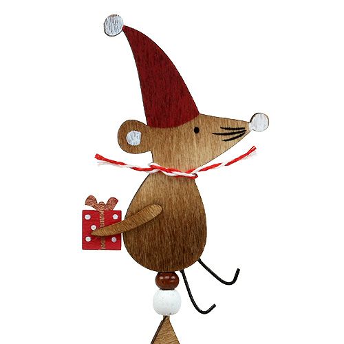 Floristik24 Stik med mus naturlig, rød L30cm 8stk