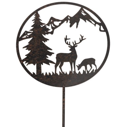 Dekorativ pæl, skovdyr, hjorte og fyrretræ, 100 cm