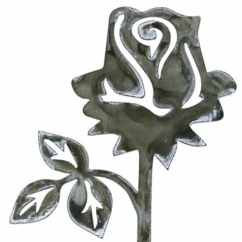 Floristik24 Metalstik rose sølvgrå, hvidvasket metal 20cm × 8cm 12 stk
