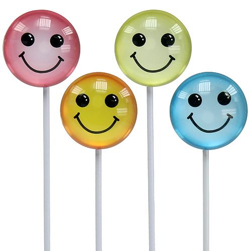 Floristik24 Deco emoticon på pind assorterede farver 3,5cm 8stk