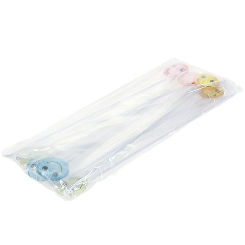 Floristik24 Deco emoticon på pind assorterede farver 3,5cm 8stk