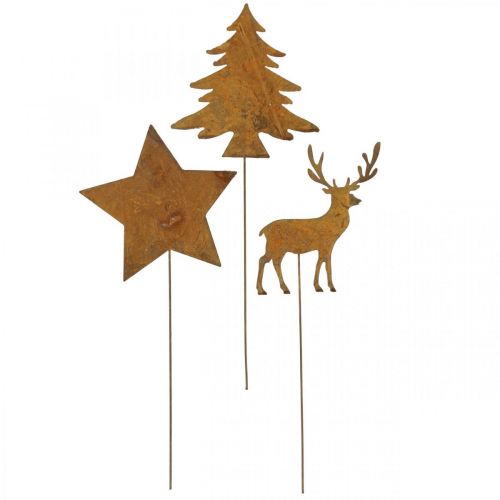 Artikel Havestag patina hjorte deco stjernegran H14/20 3stk