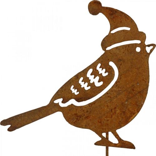 Artikel Havepæl fugl med hat patina dekoration 12cm 6 stk