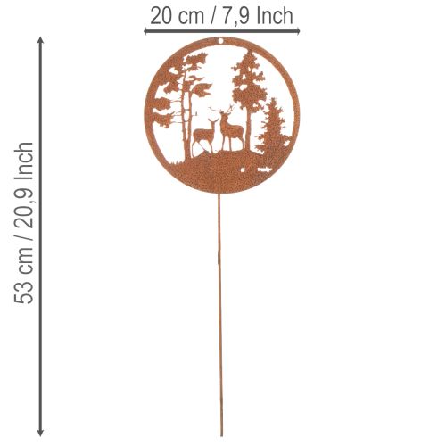 Havepæl, rustfarvet, rund, hjortesilhuet, skovdekoration, 53 cm, 2 stk. | Floristik24.dk