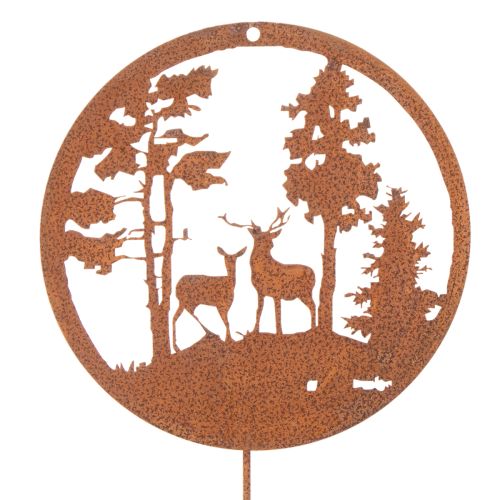 Havepæl, rustfarvet, rund, hjortesilhuet, skovdekoration, 53 cm, 2 stk. | Floristik24.dk