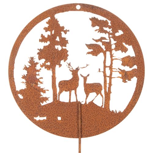Havepæl, rustfarvet, rund, hjortesilhuet, skovdekoration, 53 cm, 2 stk. | Floristik24.dk