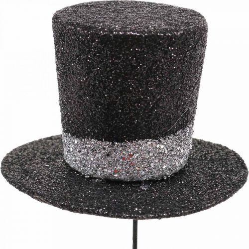Nytårsaften deco cylinder hat deco stik glitter 5cm 12stk