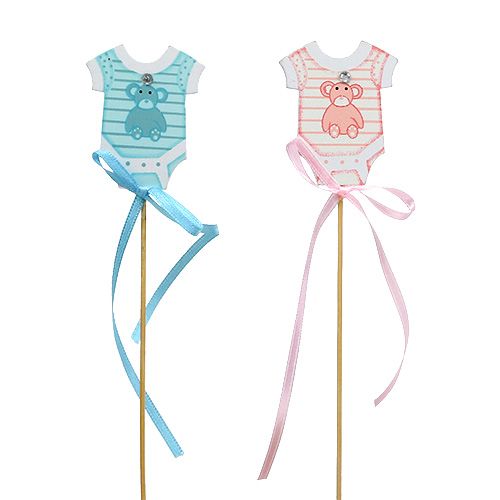 Floristik24 Fødselprop 5,5cm L25,5cm blå, pink 24 stk