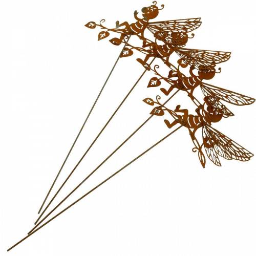 Floristik24 Haveprop rustbi 34,5 × 14cm metal havedekoration 4 stk