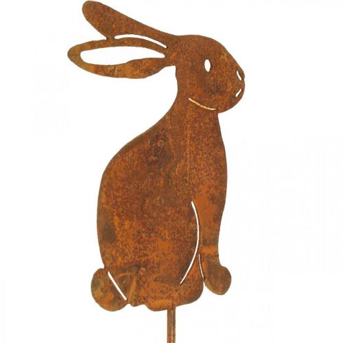 Floristik24 Havedekoration rust Påskehare blomsterprop metal 7×9cm