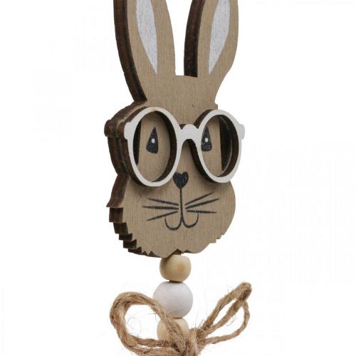 Blomsterprop kanin med briller dekorativt stik træ 4×7,5cm 12stk
