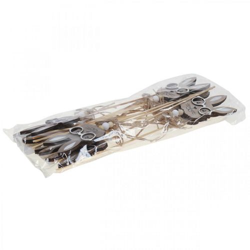 Artikel Blomsterprop kanin med glas dekorativt stik træ 4×7,5cm 12 stk