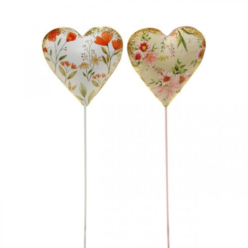 Artikel Blomsterstik hjerte dekorativt stik hjerte blomster 8×1,5×8cm 4 stk