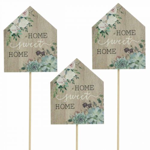 Blomsterpropper træ Home Sweet Home decoration 6,5x7,5cm 18 stk