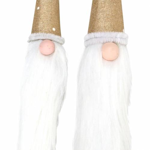 Floristik24 Træproppesæt Gnome med skæg lavet af naturlig gren Ø3 / 3,2 cm L44 / 59 cm 2stk