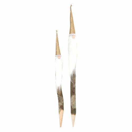 Floristik24 Træproppesæt Gnome med skæg lavet af naturlig gren Ø3 / 3,2 cm L44 / 59 cm 2stk