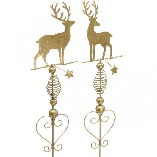 Floristik24 Deco stik rensdyr guld antik look H58cm 2stk