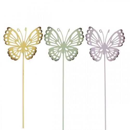 Floristik24 Havespil sommerfugl metal trefarvet L25cm 6stk