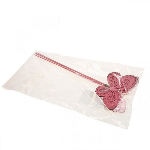 Artikel Havespil sommerfugl metal pink H30cm 6 stk