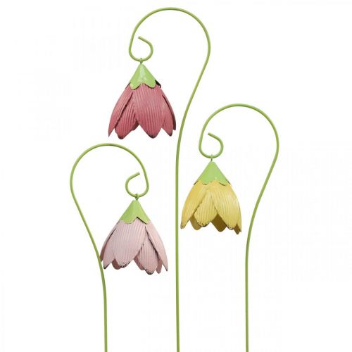 Havepæle metal dekorative blomster pink pink gul L58cm 3stk
