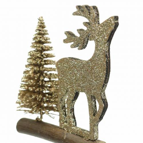 Floristik24 Deco stik rensdyr og engel med gran guld glitter træ H45cm 3 stk