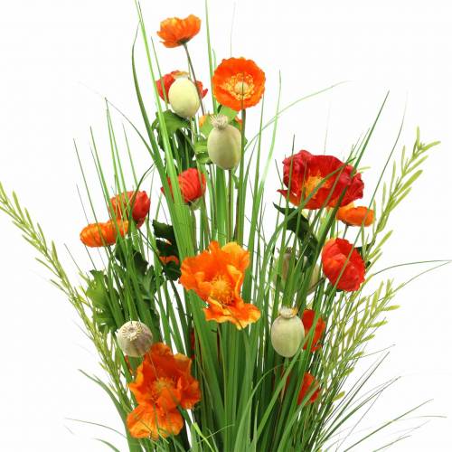 Floristik24 Dekorativ stående buket valmue kunstig orange H77cm