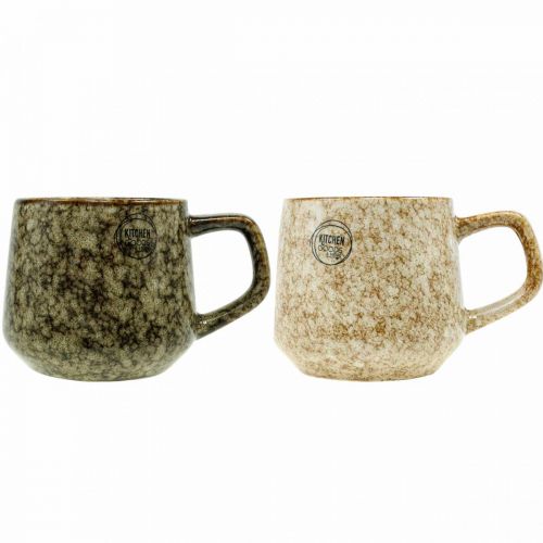 Floristik24 Stentøjs kop krus med hank brun, beige 9,5cm 2stk