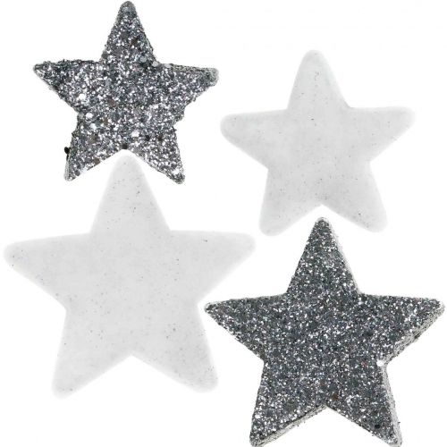 Floristik24 Scatter dekoration Julestjerner grå/sort Ø4/5cm 40p