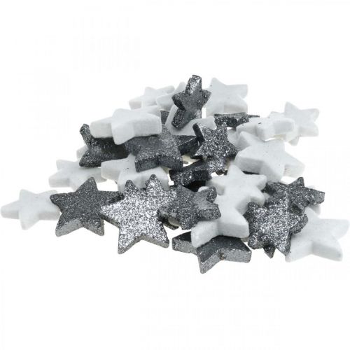 Floristik24 Scatter dekoration Julestjerner grå/sort Ø4/5cm 40p