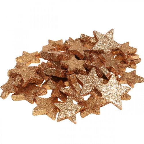 Floristik24 Scatter dekoration Julestjerner glitter/orange Ø4/5cm 40p