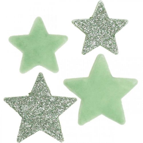 Scatter dekoration Julestjerner spredte stjerner grøn Ø4/5cm 40 stk