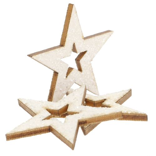 Artikel Stjerne til dekoration med glitter 4cm 72stk