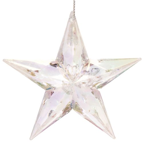 Dekorative stjernepynt, iriserende klar akryl, juletræspynt, 9 cm, 6 stk. | Floristik24.dk