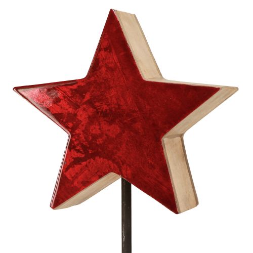 Artikel Stjernedekoration naturrød med stang på base 20x9,5x50cm