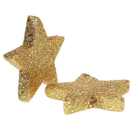 Floristik24 Stjerneguld 6,5 cm med glimmer 36stk