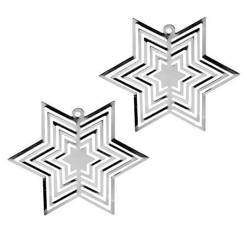 Floristik24 Stjerne metal sølv 6cm 24stk