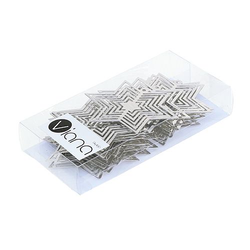 Floristik24 Stjerne metal sølv 6cm 24stk