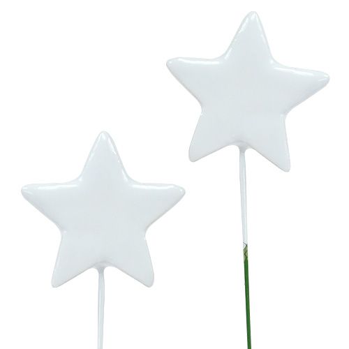 Floristik24 Stjerne på wire 5cm hvid 48 stk